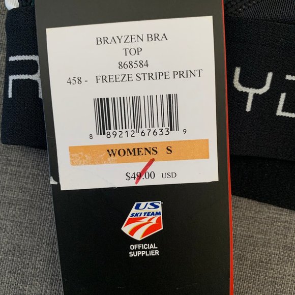 Spyder Women's Brayzen Sports Bra Freeze Stripe - Picture 4 of 4